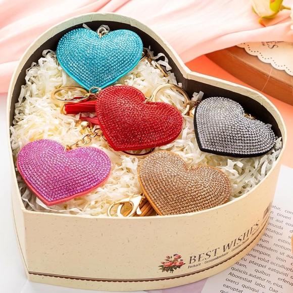 Rhinestone Heart-Shaped purse/bag charm keychain - Picture 4 of 4